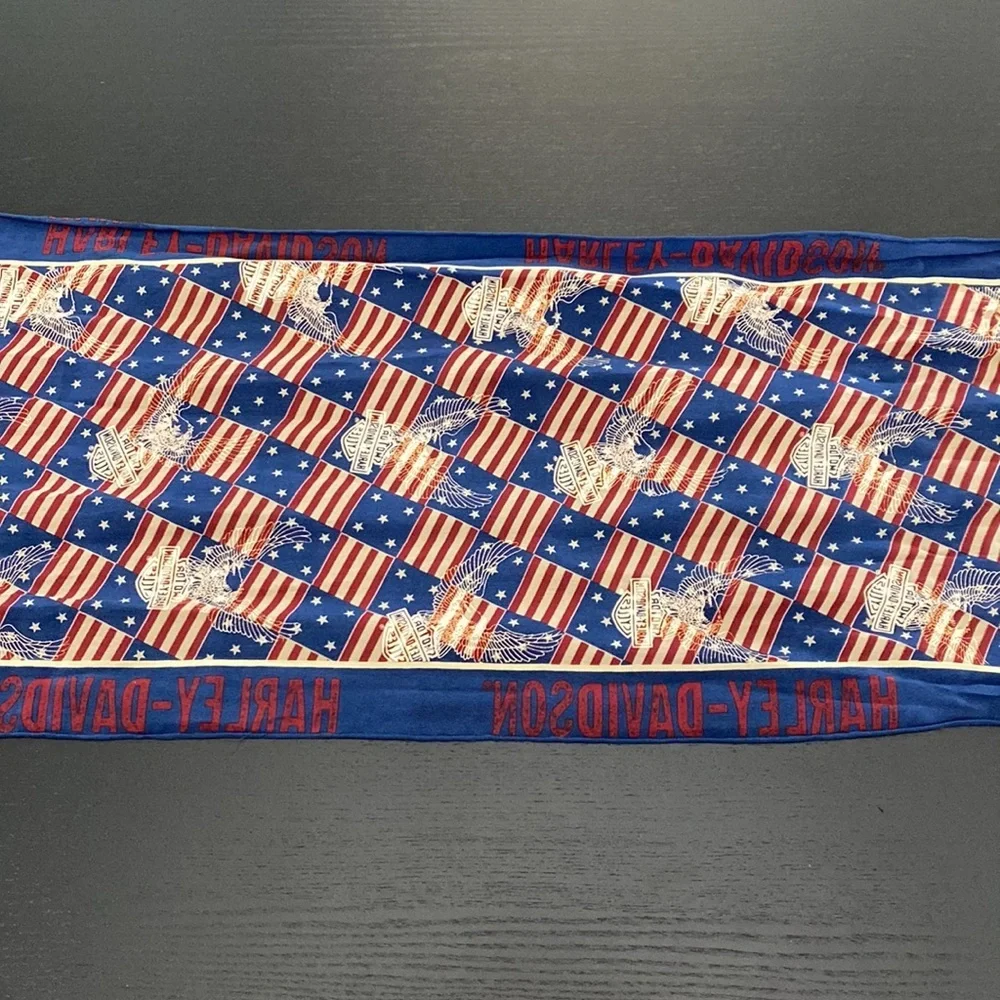 Harley-Davidson Flag and Eagle Patriotic Silk Scarf